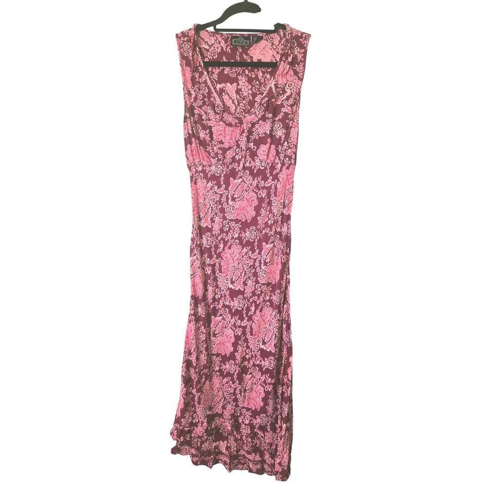 Angie Womens M Midi Slip Dress  Floral Ruffle V-Neck Rayon Sleeveless Y2K 90s
